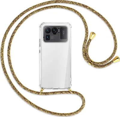 Produktbild von Handykette Backcover-Schutzhülle mit Band (Metall goldfarben) für Xiaomi Mi 11 Ultra - braun+beige