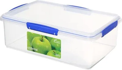 Productafbeelding van Voedselopslagcontainer met Blauwe Clips - 7 Liter - Stapelbaar en Milieuvriendelijk