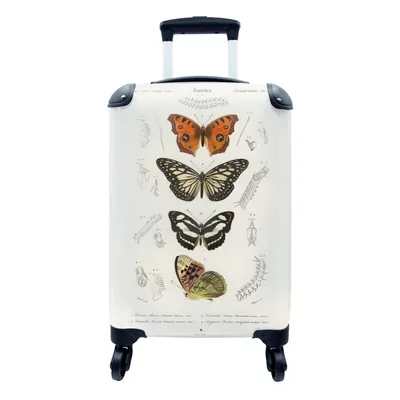 Produktbild von MuchoWow® Koffer Handgepäck Trolley Rollkoffer Kleine Reisekoffer mit 4 Rollen - Schmetterling - Vintage - Insekten - Cabin Size < 55x40x23 cm & 55x40x20 cm - Fotokoffer - Kabinenkoffer - Boardgepäck - Reise-Box - Reisekoffer - Reisegepäck - Koffer mit Bild - Trolley für Kinder