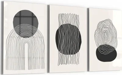 Produktbild von DEQORI Glasbilder 3-tlg 120x60 cm 'Abstrakter Sonnenverlauf' Wandbilder XXL groß
