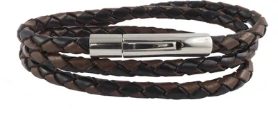 Produktbild von Lederkette Lederband Herren Halskette Schwarz Braun 17-100 cm lang geflochten, Länge:65 cm, Breite:6 mm, Verschlussart:Hebeldruckverschluss Silber