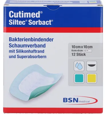 Obrázok produktu pre CUTIMED Siltec Sorbact BPolyuretánVerb.10x10cm, 12 St KOM