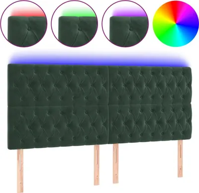 Produktbild von vidaXL LED Kopfteil Dunkelgrün 180x7x118/128 cm Samt