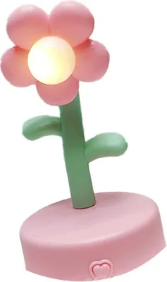 Imagen del producto de Lámpara de mesa con forma de flor, luz nocturna, portátil, lámpara de escritorio decorativa, ideal para oficinas, dormitorios, color rosa