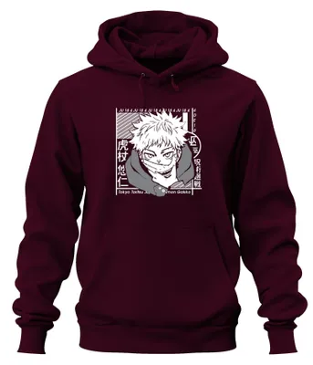 Obrázek produktu pro Jujutsu Kaisen Itadori Yuji Anime Manga Dárek pro fanoušky Cosplay Uni mikina s kapucí, vínová, XXL