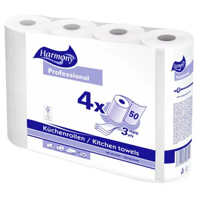 Produktbild von 4x Küchenrollen Harmony Professional 3-lagig 50 Blatt -