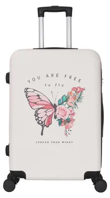 Produktbild von Trolley ADC Papillon Mittelgroßer Koffer 65 cm, Hartschalenkoffer ABS, 4 Rollen 360° – Weiß