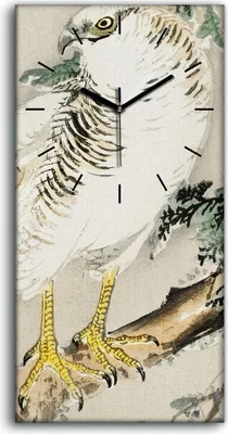 Produktbild von Wandbild Leinwand Bilder mit Uhr 30x60 Malerei Asiatische Tier Vogel Zweig - schwarze Hände