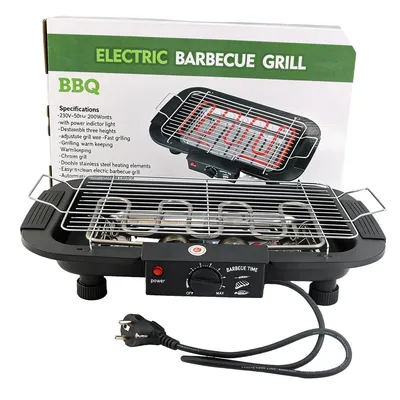Produktbild von Rauchfreier Elektrogrill 2000W, Tischgrill mit abnehmbarem Gestell, 6 Temperaturstufen, Antihaft, für Balkon & Camping