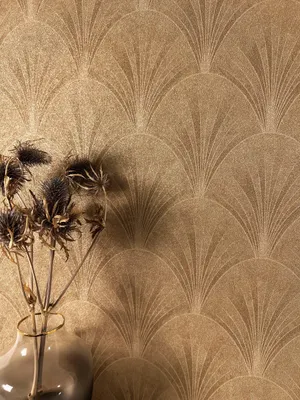 Produktbild von NEWROOM Tapete Gold Vliestapete Geometrische Muster - Mustertapete Modern Braun Fächer Linien Retro Geometrisch Vintage