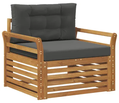 Image de Canapé d'extérieur vidaXL en bois d'acacia massif et polyester