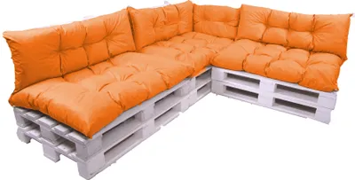 Image de Ensemble de coussins pour meubles en palettes 7 pcs 120x60 coussin d'assise / coussin de dossier 120x40cm | ensemble de coussins en palettes pour l'extérieur | coussin de palettes pour balançoire orange