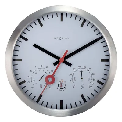 Obrázek produktu pro NeXtime Clematis, Zeď, Mechanické hodiny, Kulatý, Stříbrná, Hliník, Hliník