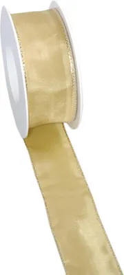 Produktbild von Taftband mit Lurexkante - beige-gold - 40mm 25m - 3331-40-25-955