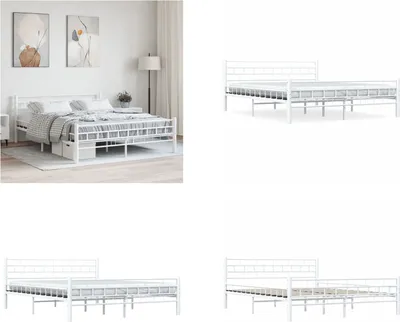 Produktbild von vidaXL Bettgestell Weiß Metall 160×200 cm - Bettgestell - Bettgestelle - Bettrahmen - Bettrahmen