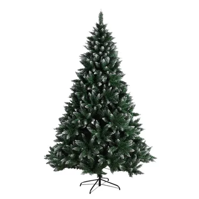 Produktbild von Künstlicher Weihnachtsbaum 2,4m Weiß Grün – 1400 PVC Spitzen, beschneit, 4 Metallfüße Ständer, Christbaum Tannenbaum für Innen, Weihnachtsdekoration