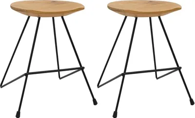 Image de Tabourets lot de 2 bois de teck massif