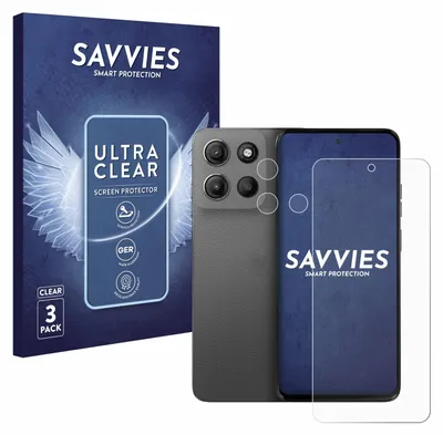 A product shot of screen protectors and packaging for a Motorola phone.