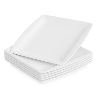 Produktbild von Malacasa, Serie Blance, 6 teilig Set Cremeweiß Porzellan Kuchenteller Dessertteller Frühstücksteller 8,25 Zoll / 20x20x2cm für 6 Personen