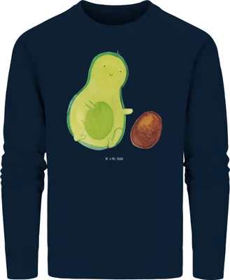 Produktbild von Mr. & Mrs. Panda Baumwoll Sweatshirt Avocado Kern rollt Größe L - French Navy - Geschenk, Love, Bio, Geburt, Liebe, Baby, Sweater, Pullover, Pulli, Geburtstag