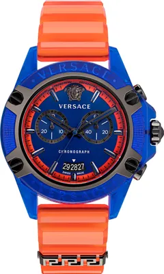 A studio shot of a men's chronograph watch.