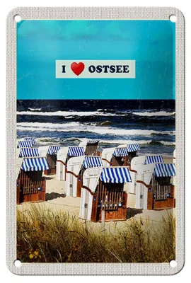 Produktbild von Blechschild Reise 12x18cm Ostsee Strandkörbe Meer Strand Natur Schild