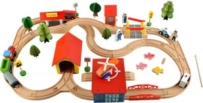 Obrázok produktu pre Vláčikodráha s heliportom 69ks (76x57cm)