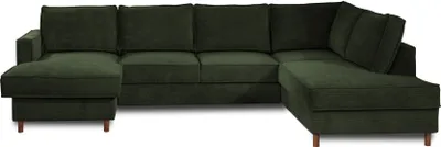 Image de Lisa Design Jake - canapé panoramique d'angle droit - convertible avec coffre - 7 places - en velours côtelé , Vert