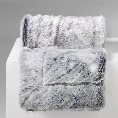 Image de Plaid couverture a poil doux 180 x 220 cm imitation Antartic Gris