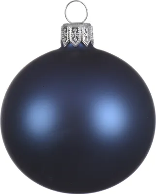Produktbild von Weihnachtskugeln Glas 10cm mundgeblasen 4er Box - Nachtblau matt