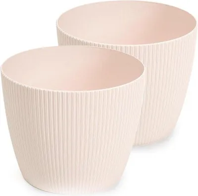 Image de Lot de 2 pots de fleurs rouges en plastique, 22 cm de diamètre
