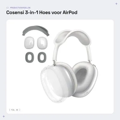 Productafbeelding van 3-in-1 Hoes voor AirPod Max met Siliconen Oorkussens