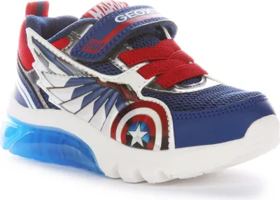 Produktbild von Geox Kinder J Ciberdrone B Captain America Shield Wings Mesh Sneaker In Marine Rot – 1,5 UK - 34 EU - 3 US / Marine Rot