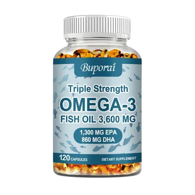 Produktbild von Omega-3 Fish Oil (120 Kapseln) Nahrungsergänzungsmittel, Cholesterin, Immunsystem, Augen, Knochen, Gelenke, Gehirn