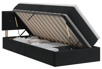 Immagine prodotto di Letto contenitore con testiera, nero, 90 x 200 cm, velluto