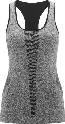 Graues; nahtloses Tanktop von RedChili mit Racerback-Design; geeignet für Damen.
