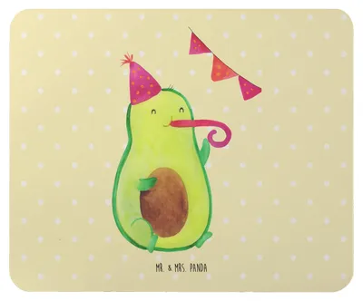 Produktbild von Mr. & Mrs. Panda Mouse Pad Avocado Geburtstag - Gelb Pastell - Geschenk, Überraschung, Mousepad, Party, Frucht, Mauspad, Feier, laptop, mousematte, pc mausunterlage