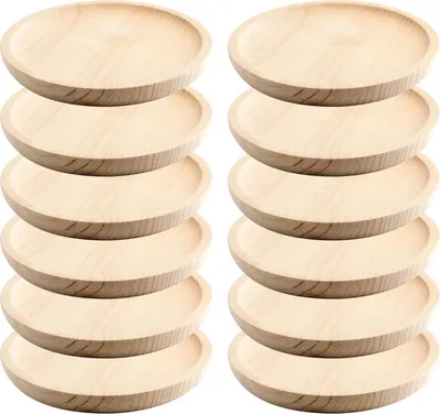 Produktbild von Rundes Holzbrett - Holzplatte - Kiefer - Set 12 - Ø 14 cm
