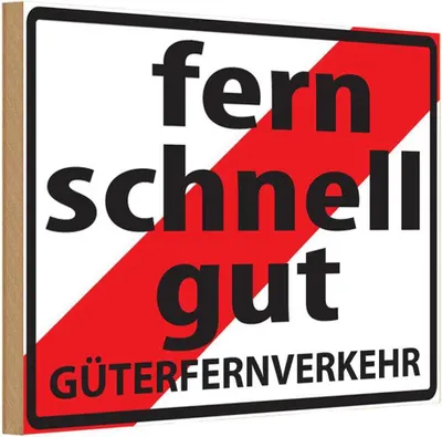 Produktbild von vianmo Holzschild 12x18 cm Fern Schnell Gut Güterfernverkehr Dekoration