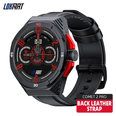 Produktbild von COMET2 PRO Bluetooth-Anruf-Smartwatch, Sport, Outdoor, Herzfrequenz, Blutdruck, Blutsauerstoff, Gesundheit, Schwarz (Lederarmband)