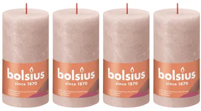 Produktbild von 4er-Set Stumpenkerze - Höhe 13 cm - Durchmesser 6,8 cm - Rustik - Nebliges Rosa
