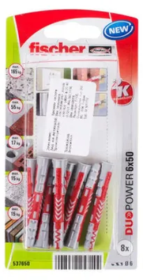 Zdjęcie produktu dla Uniwersalny Kołek F6X50Mm 8 Sztuk Fischer Duopower K Nv