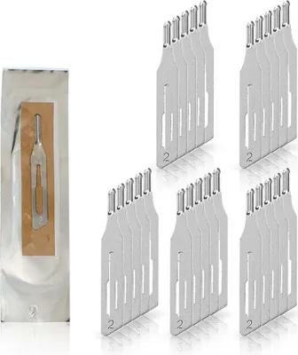 Produktbild von 25 Stück Hohlmeißelklingen Figur 2 einzeln steril verpackt für Skalpell-Halter