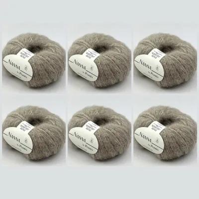 Image de 6 pelotes de laine Nanna de Permin – Fil à tricoter non teint, aux couleurs naturelles de l'alpaga (composition : alpaga, coton, mérinos) (couleur : beige clair)