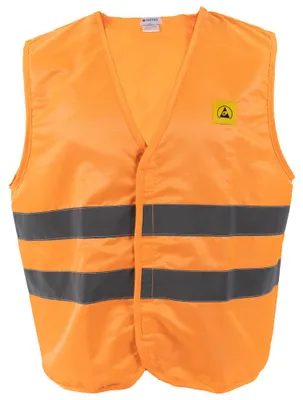 Obrázok produktu pre Výstražná vesta WETEC ESD, veľkosť S, farba oranžová (reflexná výstražná vesta)