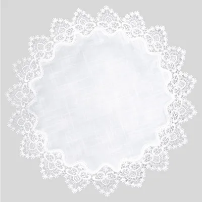 Rundes Tischdeckchen 85 cm, Polyester, weiß, mit Spitzenrand