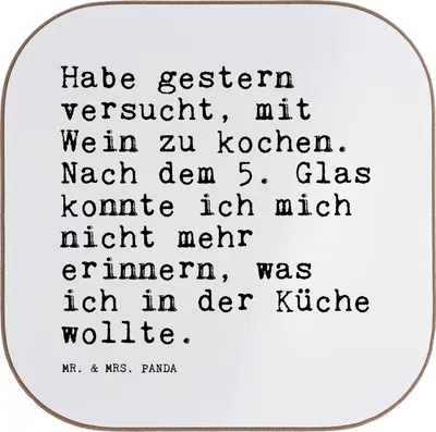 Produktbild von Mr. & Mrs. Panda Tischuntersetzer Habe gestern versucht, mit... - Weiß - Geschenk, Küchenpartie, kochen, Küche, Tischschoner, Wein, gläseruntersetzer, Rezept, Coaster