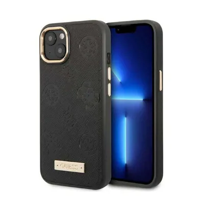 Obrázok produktu pre Pevné Puzdro Guess Guhmp13Msapstk Iphone 13 6.1 Čierno-Čierne Peony Logo Plate Magsafe