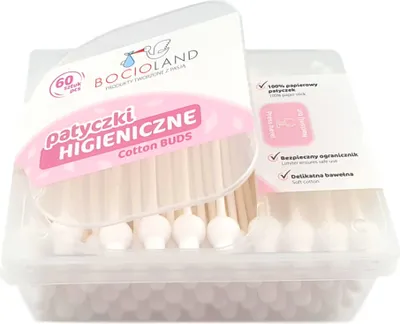 Image de Coton-tiges pour le nettoyage du nez, des oreilles et du nombril, 60 pièces