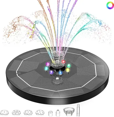 Produktbild von LED Solar Springbrunnen,Solar Teichpumpe mit Solar Panel,Solar Teichpumpe Wasserpumpe Solar Schwimmender Fontäne Pumpe für Garten,Vogel-Bad,Fisch-Behä